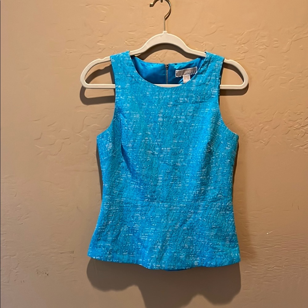 MICHAEL Michael Kors Blue Fitted Sleeveless peplum Tank Top